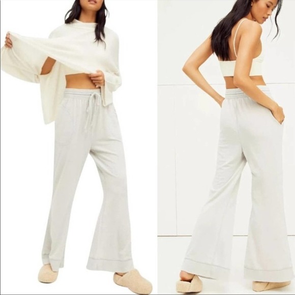 Free People Pants - NWT Free People Cozy cool lounge pants light gray medium